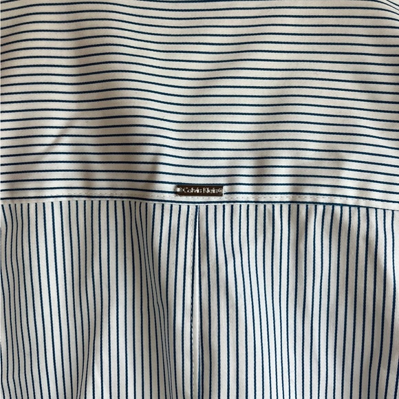 Calvin Klein White and Blue Stripe Button Down - Picture 4 of 6